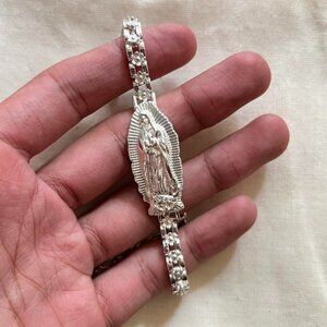 vintage style silver Virgin Mary tennis bracelet
